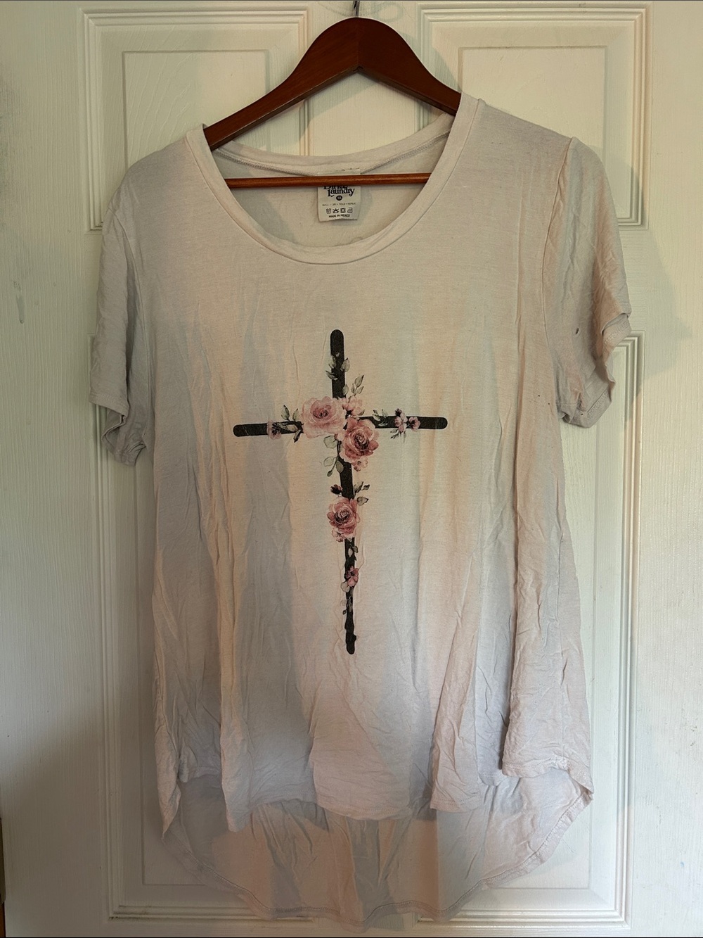 Light Blush Floral Cross Short Sleeve Tee